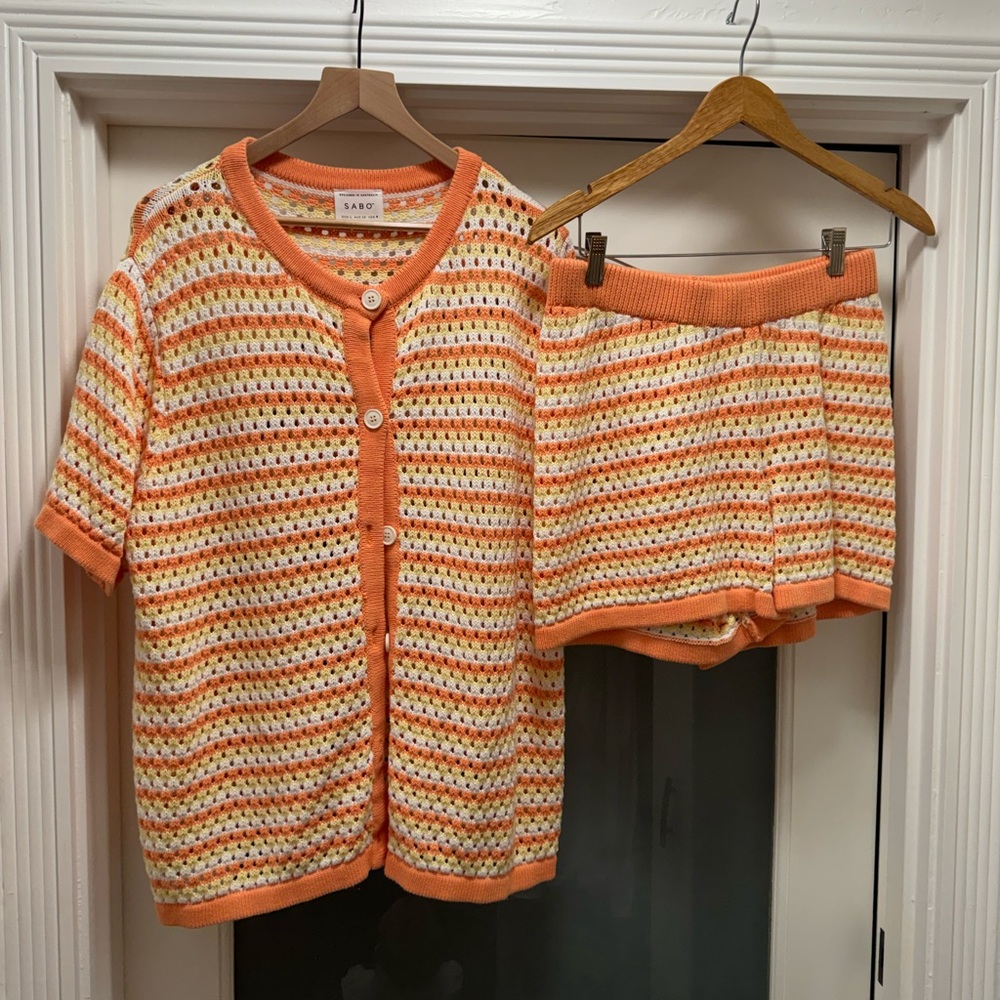 Sabo Orange and White Knit Set